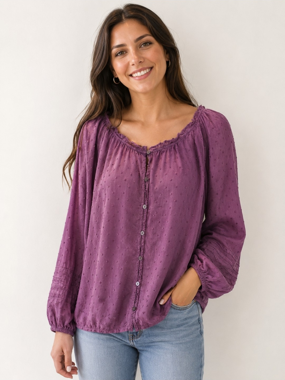 Lucky Brand Embroidered Peasant Boho Blouse -XL- Excellent Condition